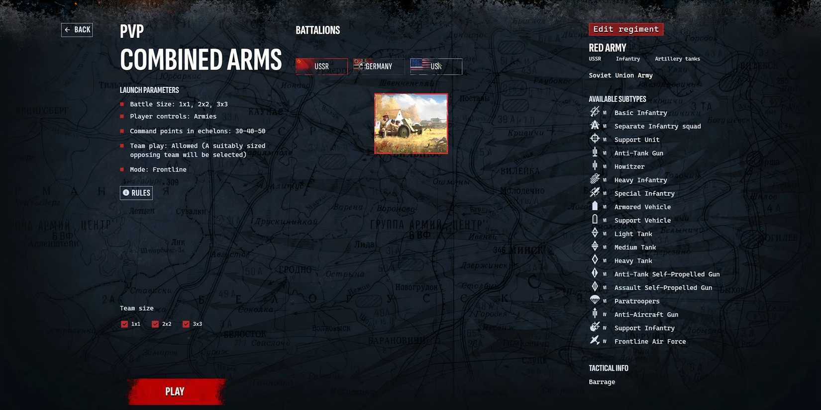 Image showcasing Combined Arms matchmaking in Men of War 2