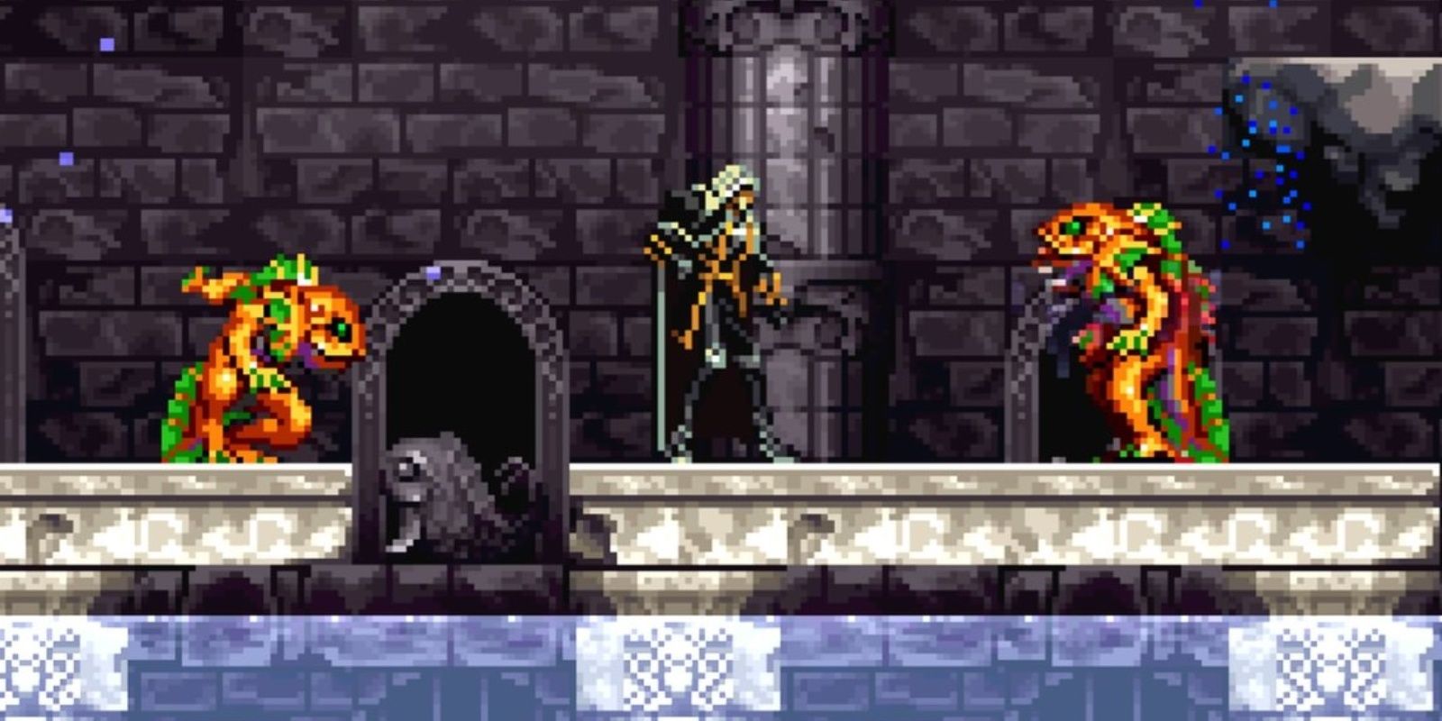 alucard fighting enemies in symphony of the night
