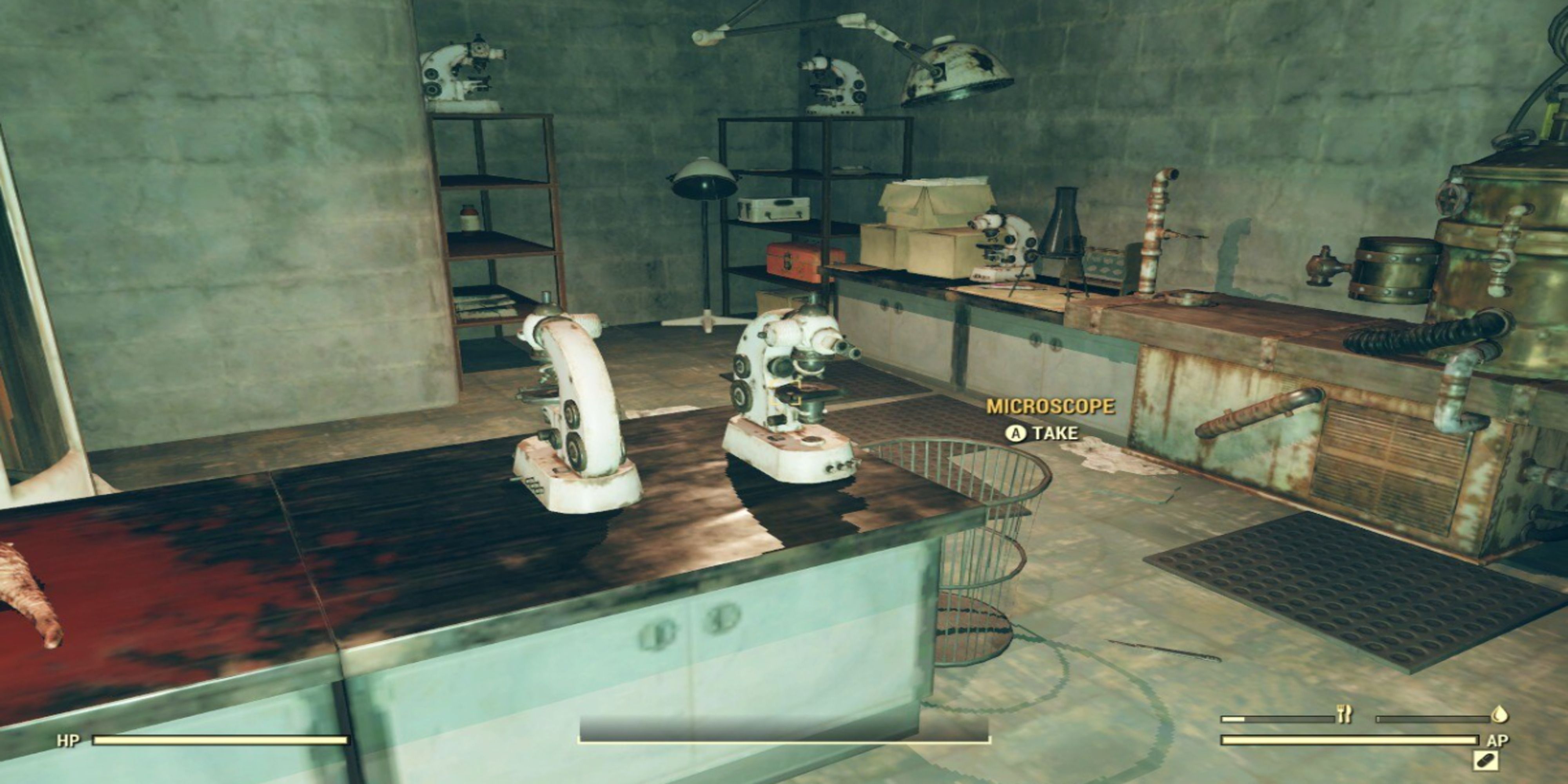 Looting lots of Microscopes from Ella Ames' Bunker in Fallout 76