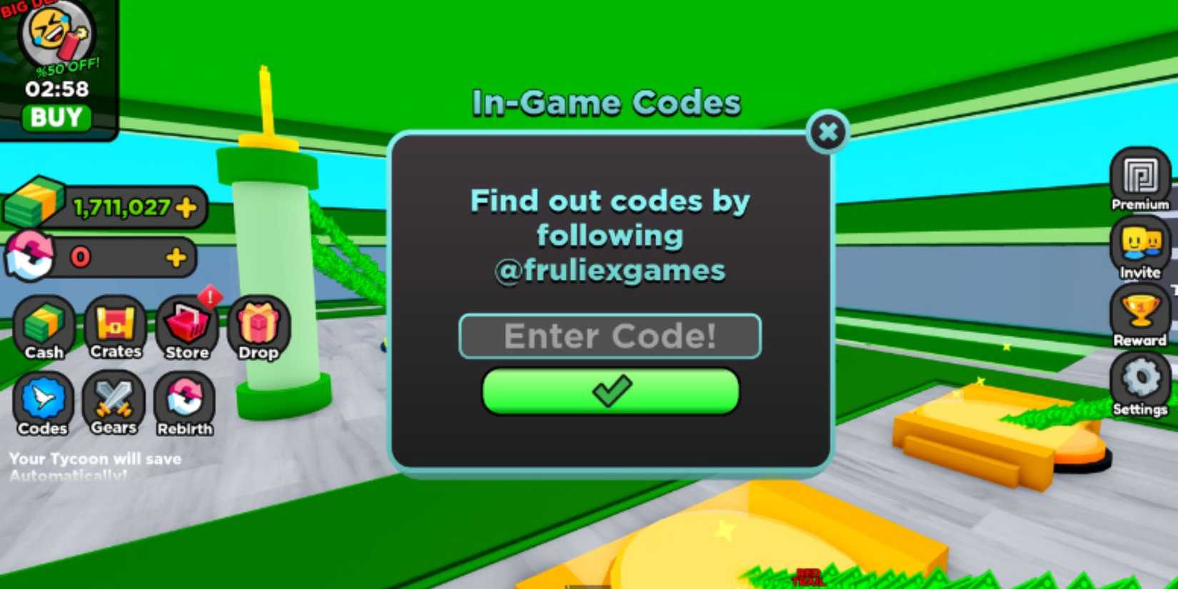 Mineblox Tycoon 2 Player the codes tab