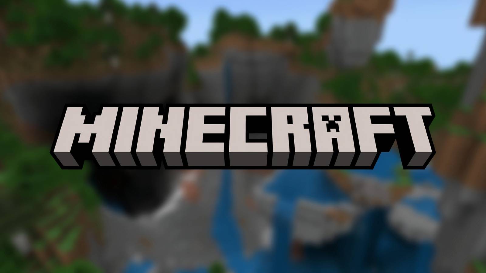 minecraft logo with cave waterfall background