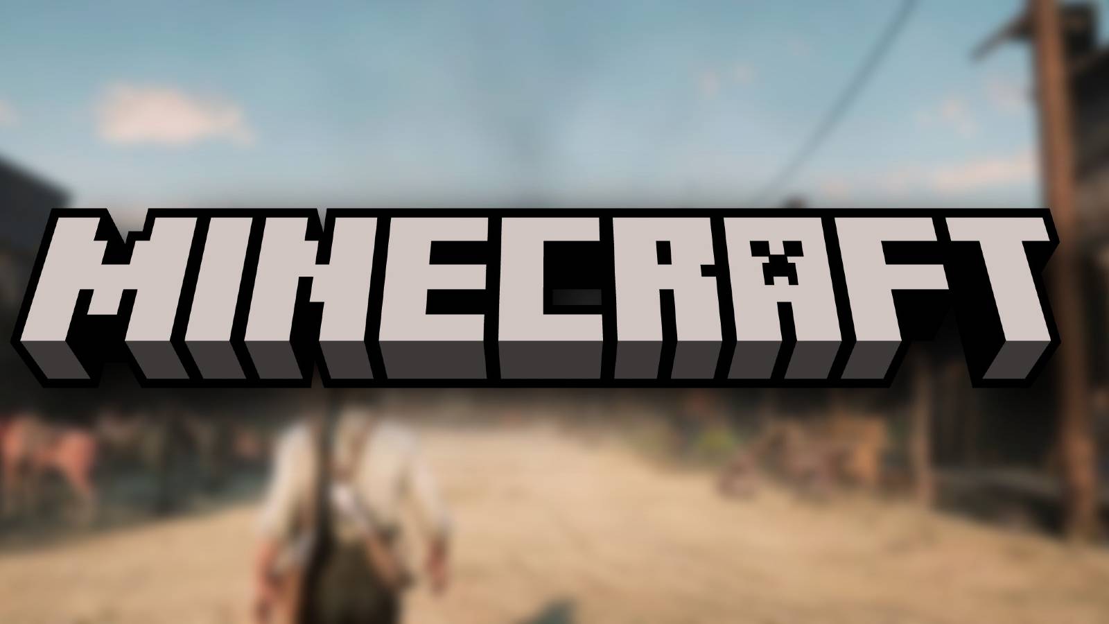 minecraft logo with red dead redemption 2 wild west town background