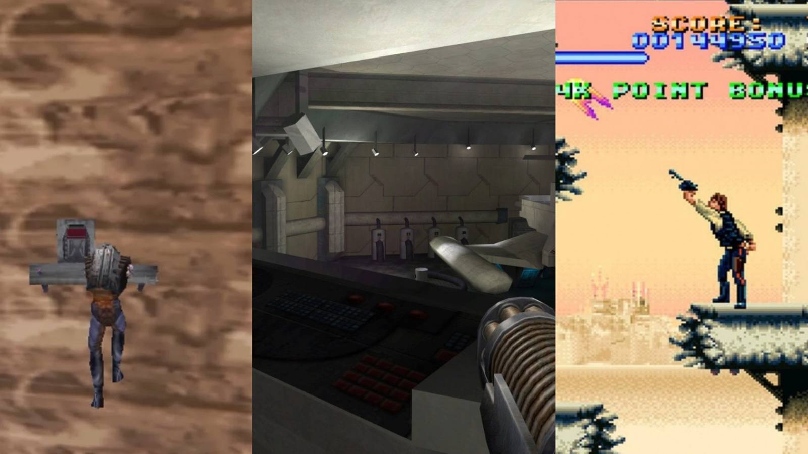 collage of 3 different types of star wars shooting games