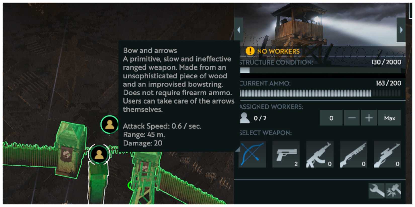 Bow And Arrows Info Panel in Infection Free Zone
