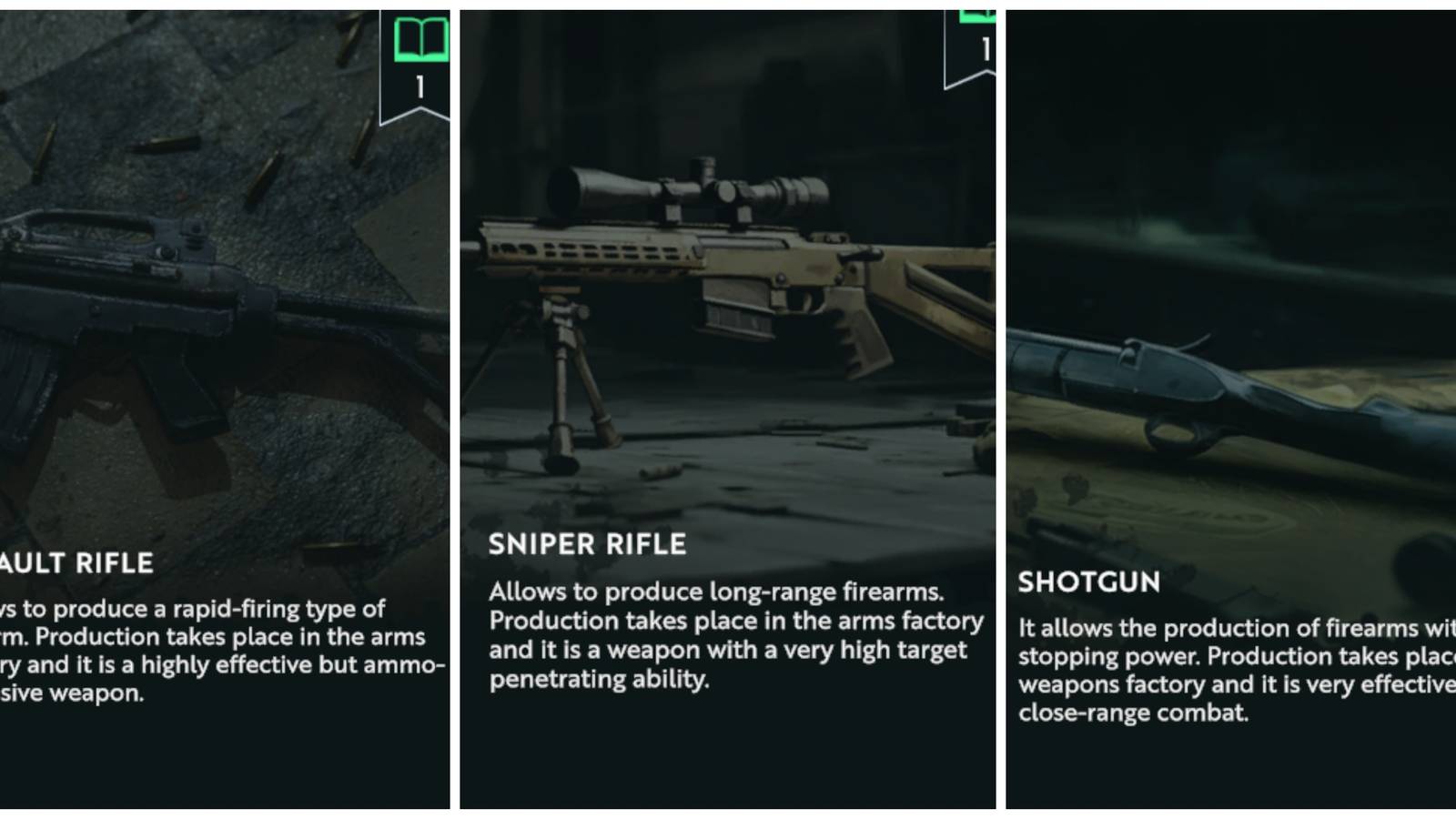 A split image of the Assault Rifle, the Sniper Rifle, and the Shotgun in Infection Free Zone