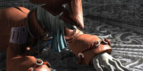 Freya crawling in the rain, CG scene