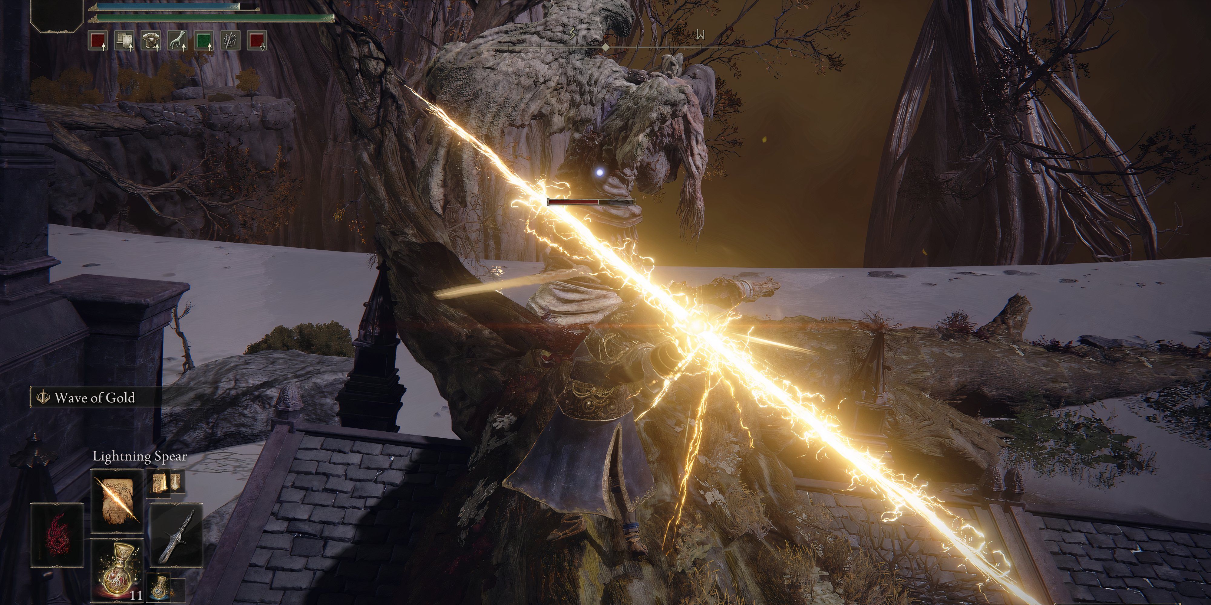 Elden Ring: Best Lightning Spells, Ranked Throwing a bolt of lightning at an unsuspecting gargoyle