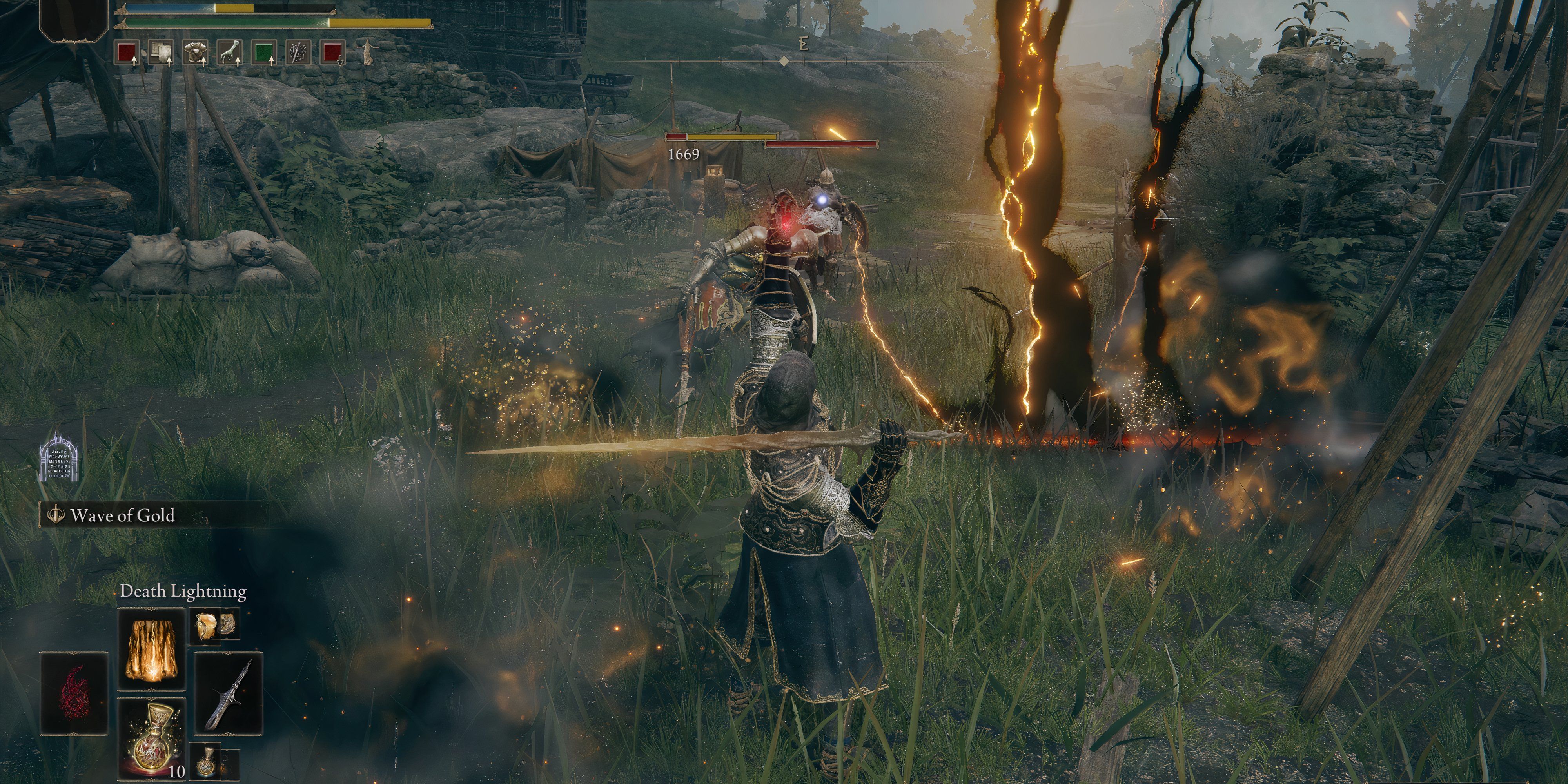 Elden Ring: Best Lightning Spells, Ranked Player summoning Death Lightning strikes surrounded by enemies