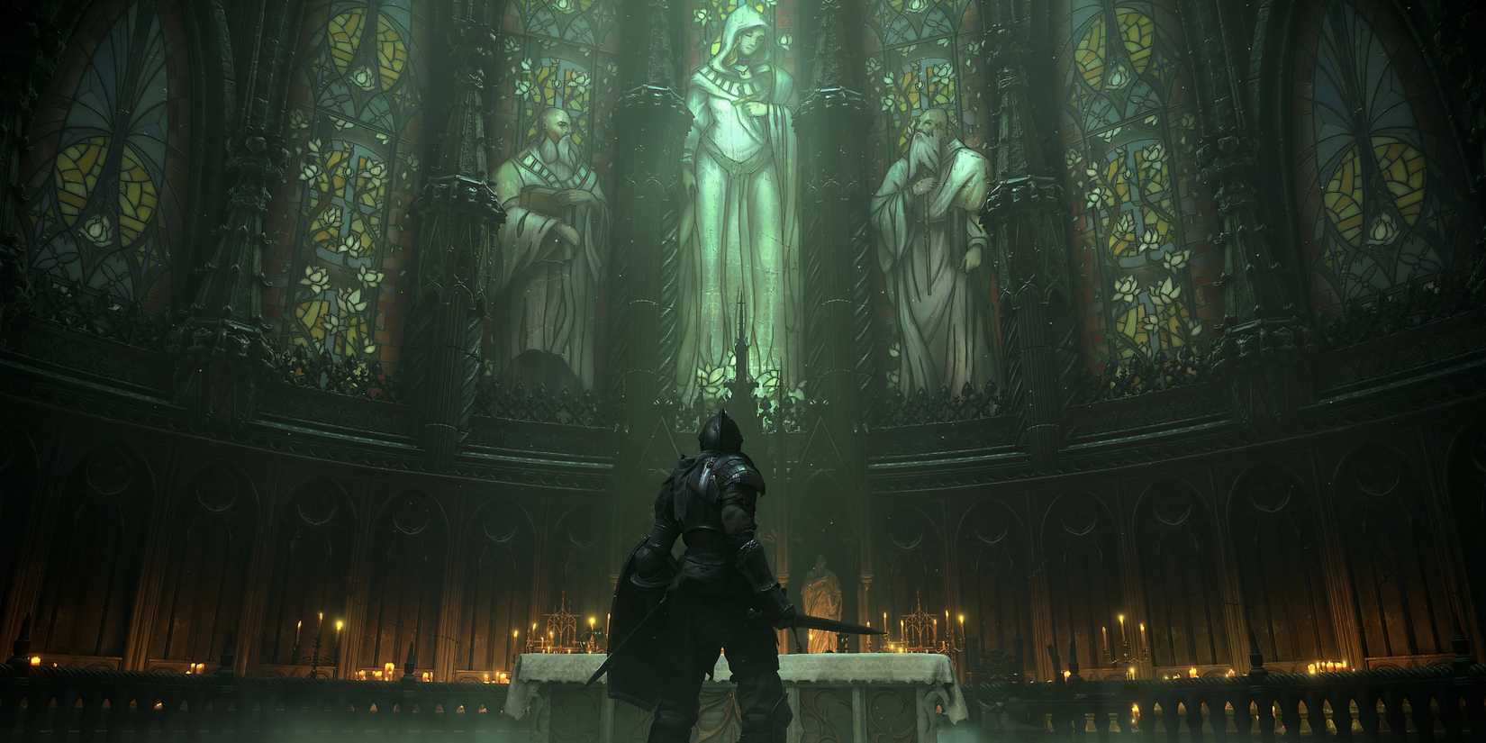 Best SoulsBorneGames For PvP, Ranked A knight stands in front of an alter looking at the art 