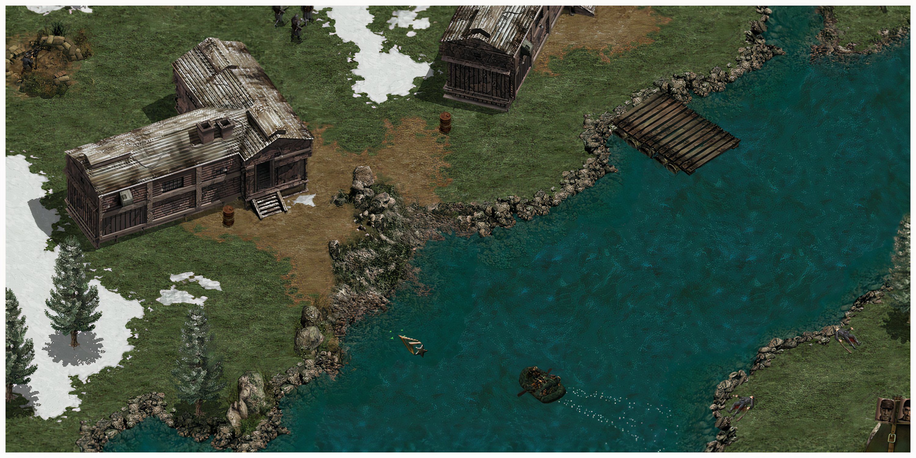 Commandos: Behind Enemy Lines - Map Overview Of Two Cabins