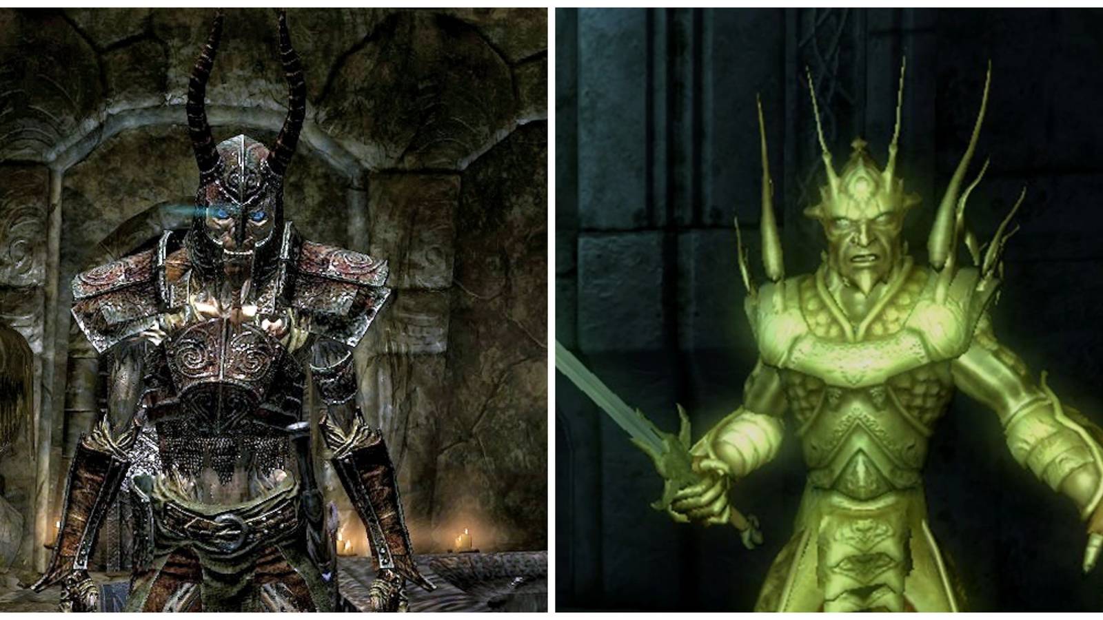 Olaf One Eye from Skyrim next to Umaril from Oblivion