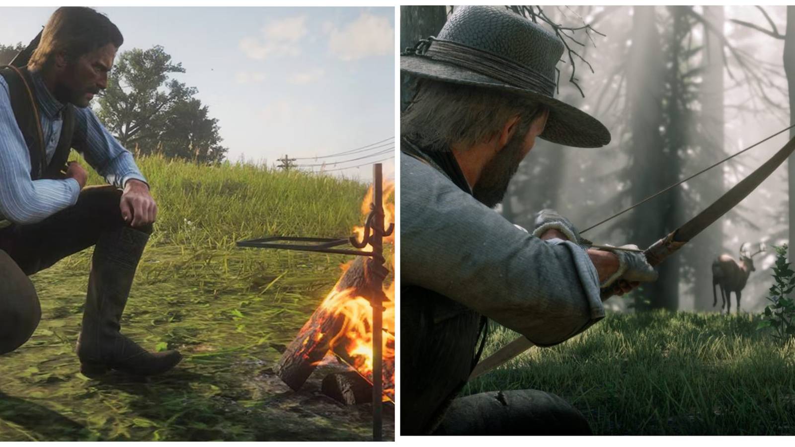 arthur morgan campfire, arthur morgan bow and arrow