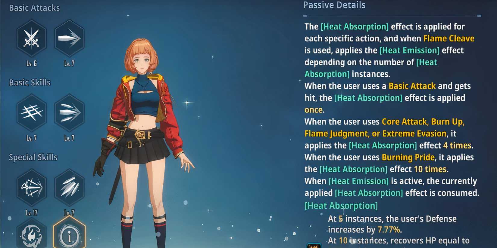 Emma Laurent Character Showcase with her passive details