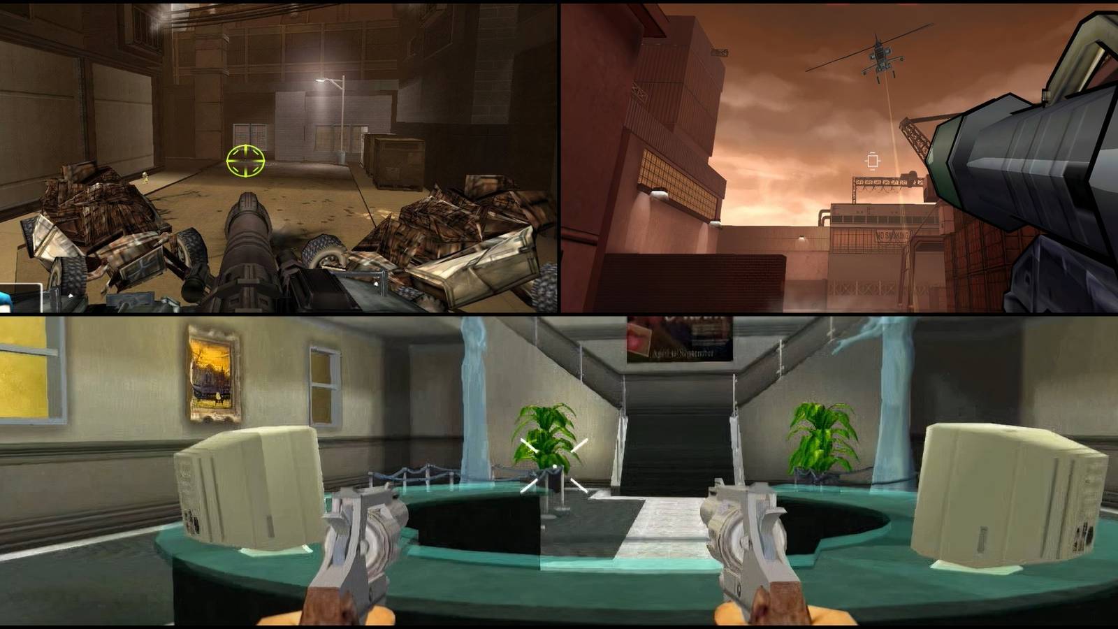 Collage of first-person shooters on GameCube