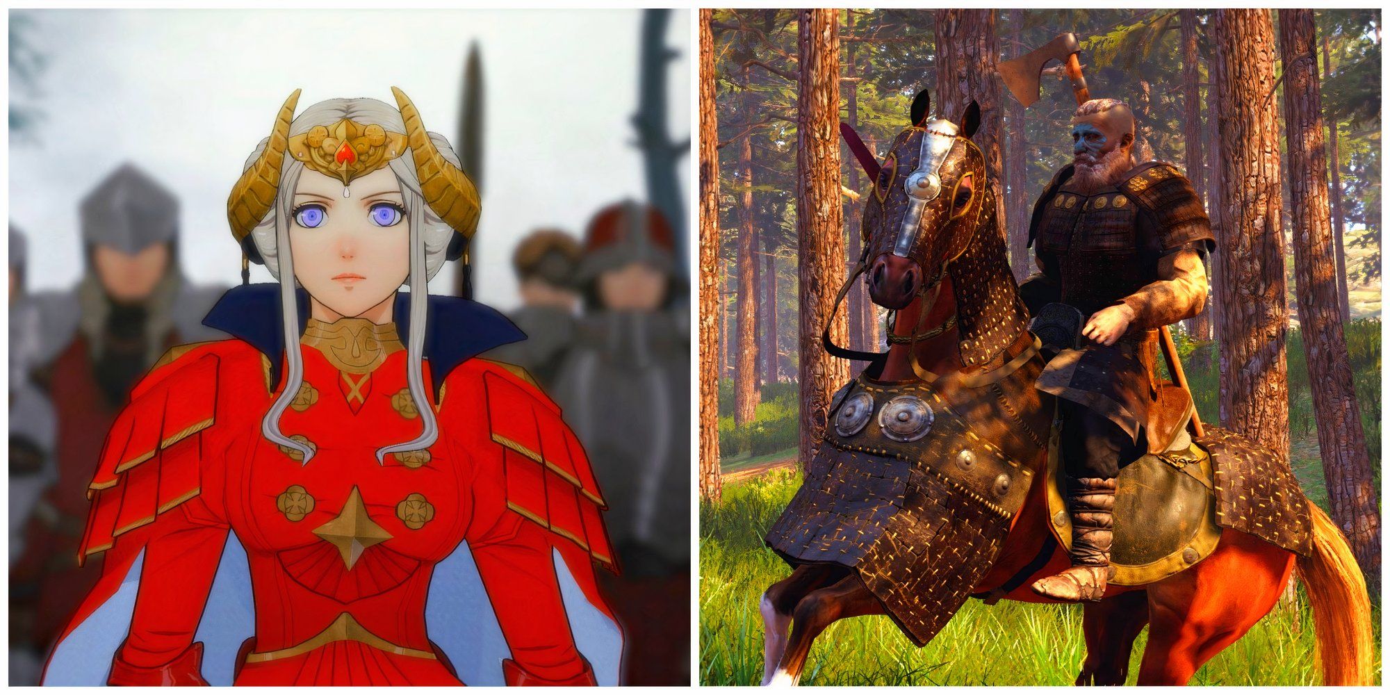 Fire Emblem Three Houses Queen, Mount and Blade 2 Viking on horse