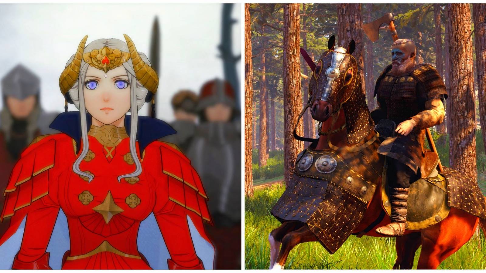 Fire Emblem Three Houses Queen, Mount and Blade 2 Viking on horse