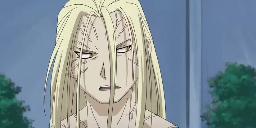 Father looking at Edward Elric and the other humans like they're animals in Fullmetal Alchemist: Brotherhood.