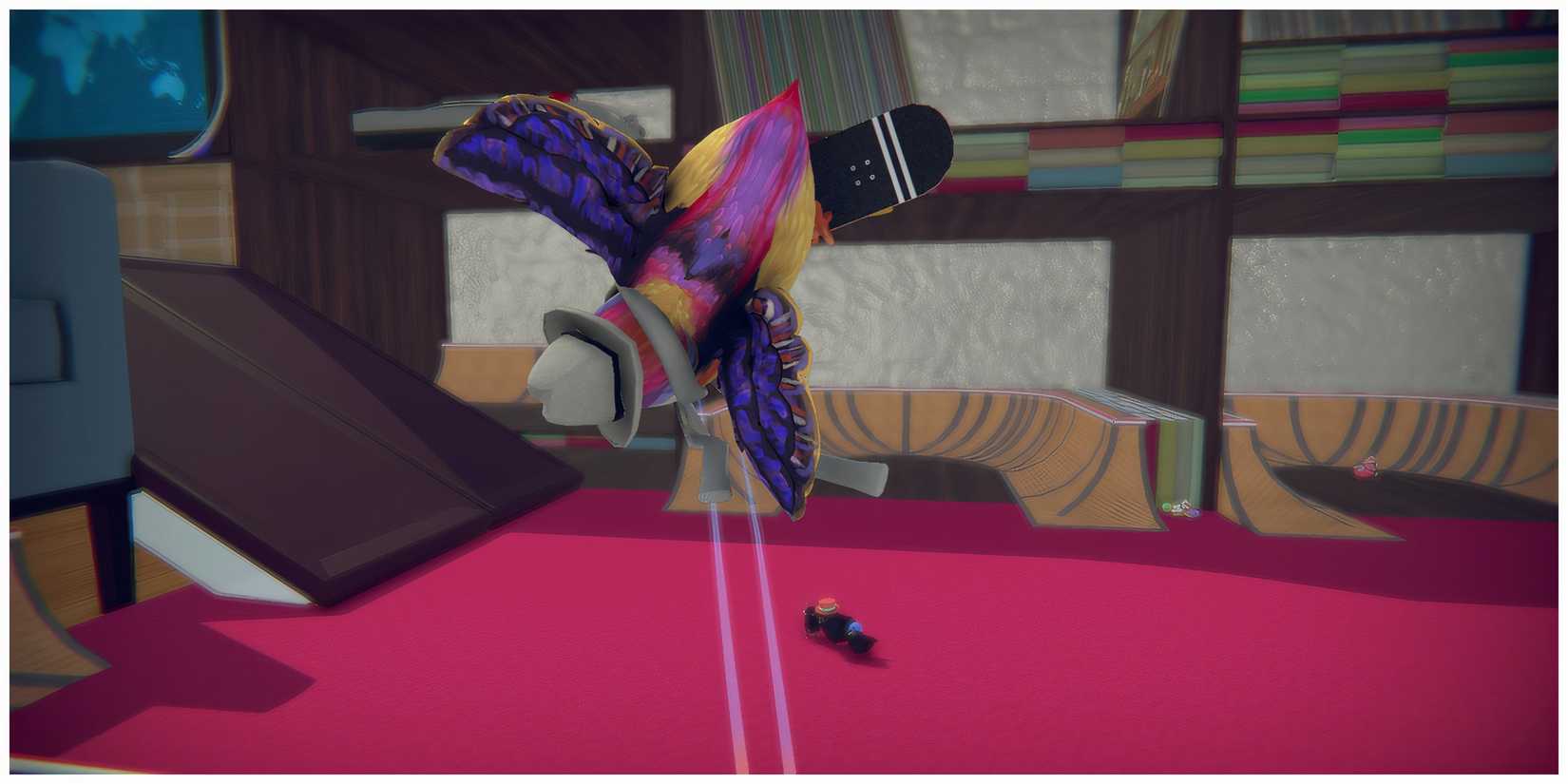 A character skateboarding in SkateBIRD