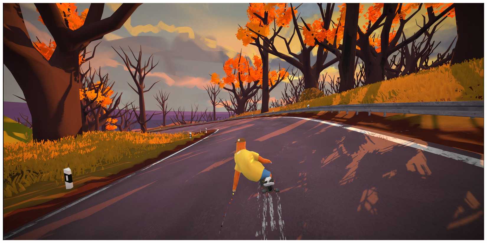 Skating Down A Wooded Road In Driftwood