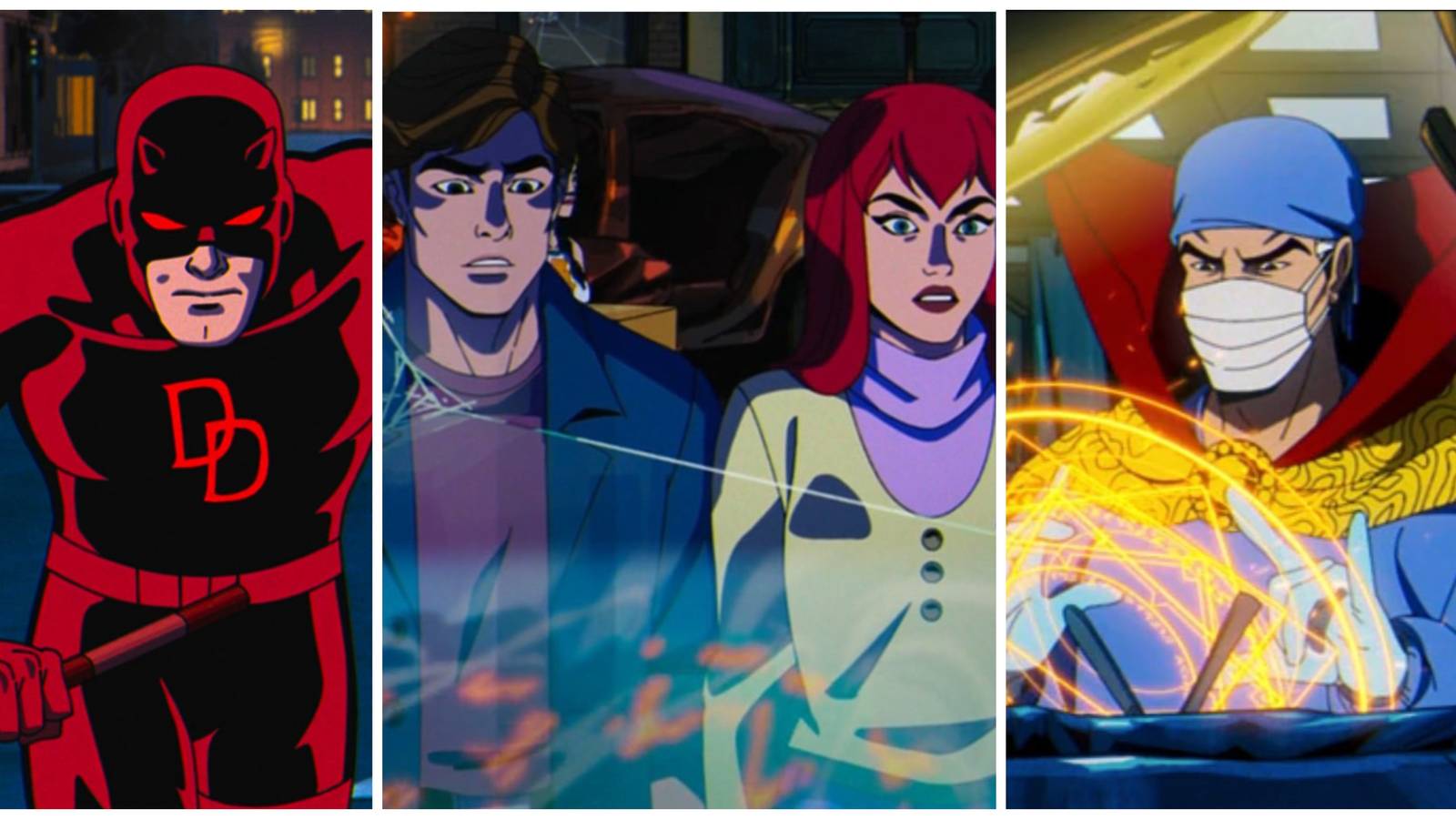 daredevil, peter parker and mary jane, doctor strange