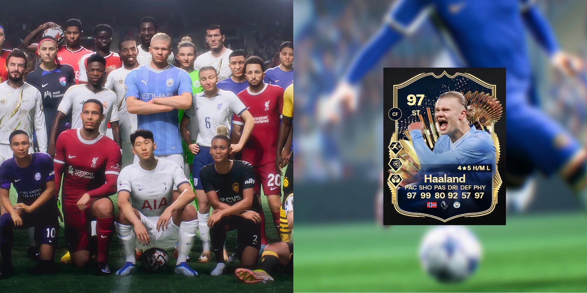 Collection of players + Haaland TOTS card