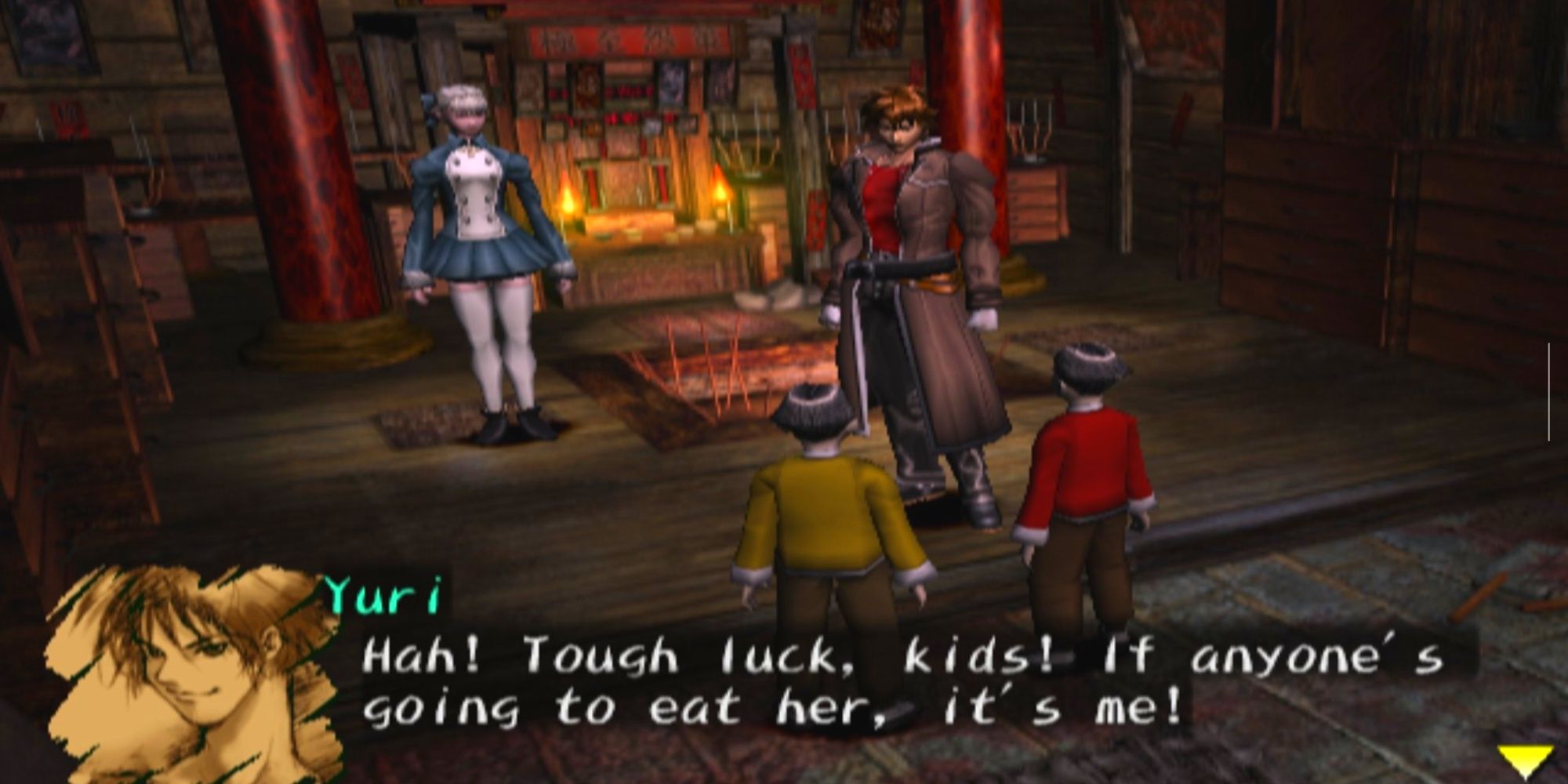 Shadow Hearts - Kids talking to Yuri inside