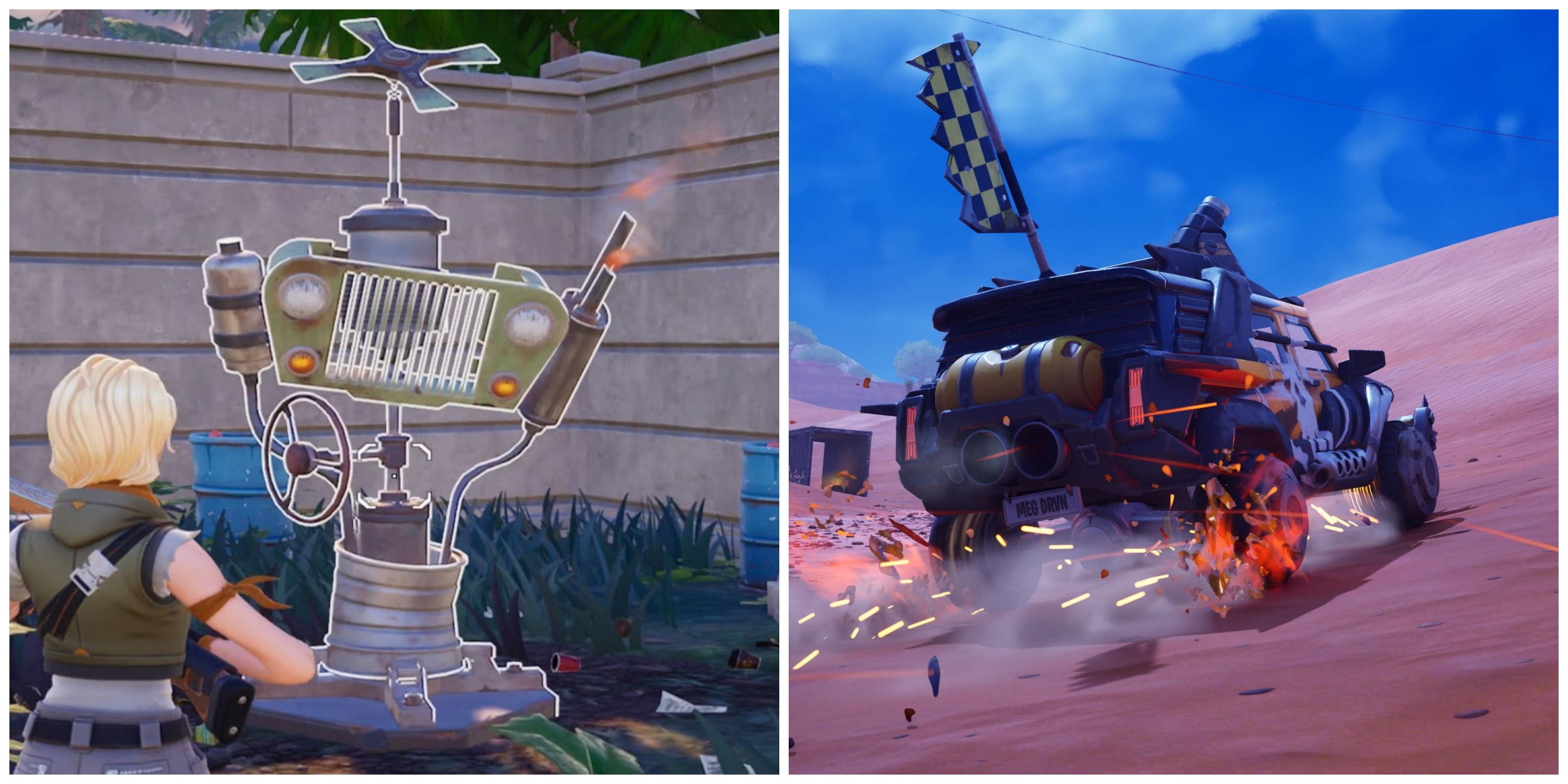 fortnite wastelander beacon and vehicle