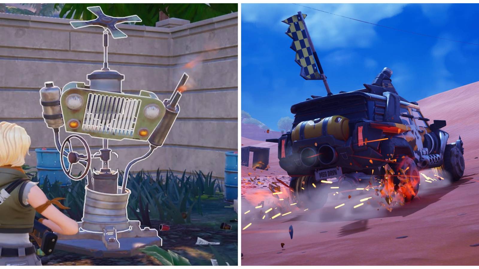 fortnite wastelander beacon and vehicle