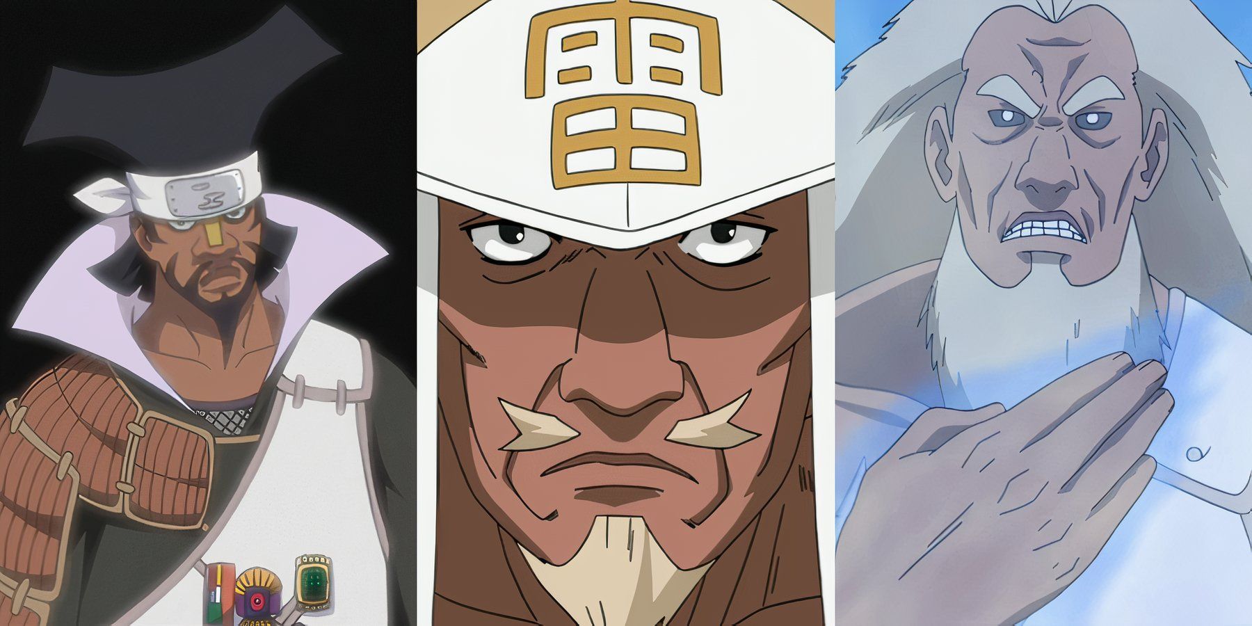 The Second, Fourth, and Third Raikage in Naruto: Shippuden.