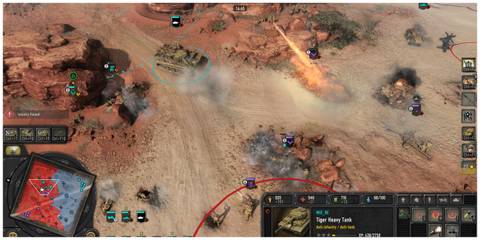 Battle in a desert environment in Company of Heroes 3