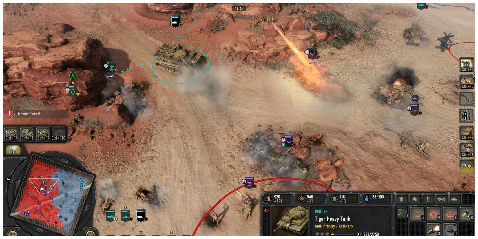 Battle in a desert environment in Company of Heroes 3