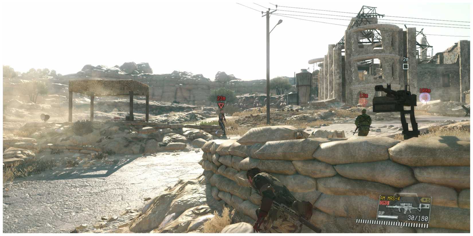 Metal Gear Solid 5: The Phantom Pain - Hiding Behind Sandbags