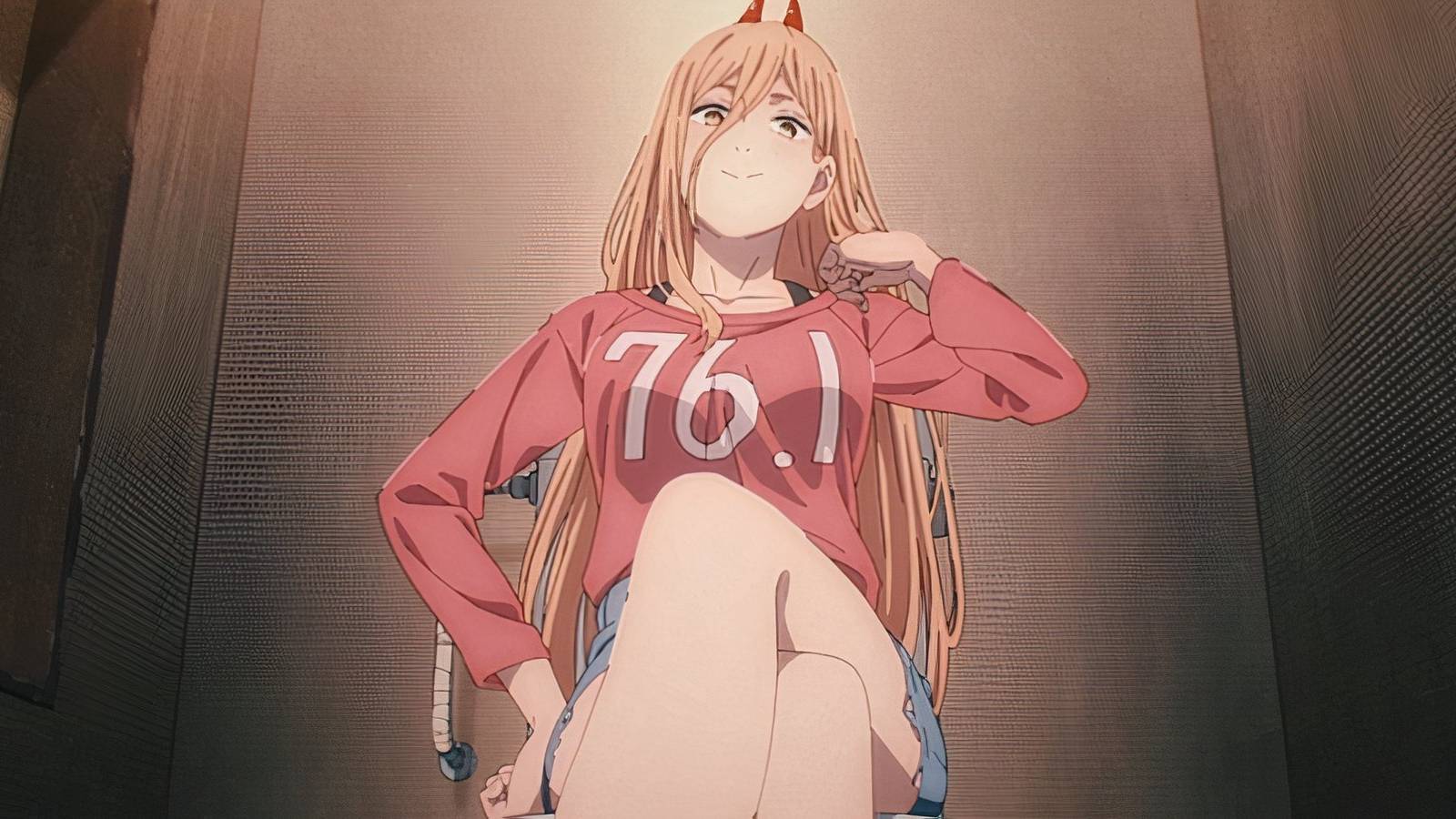 Power taunts Denji while sitting on the toilet in Chainsaw Man.