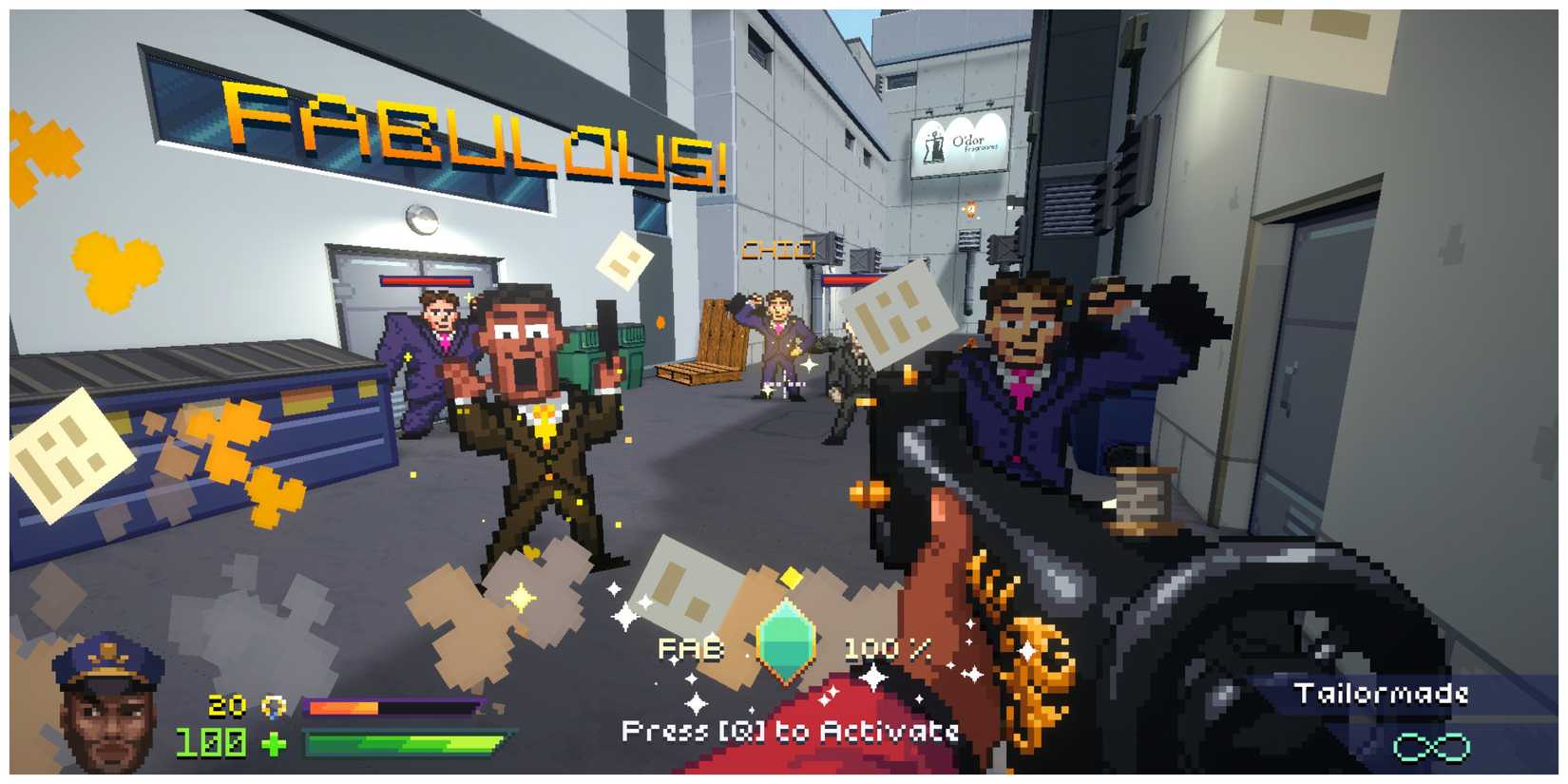 Fashion Police Squad - Steam Screenshot (Aiming At Characters In A Street)