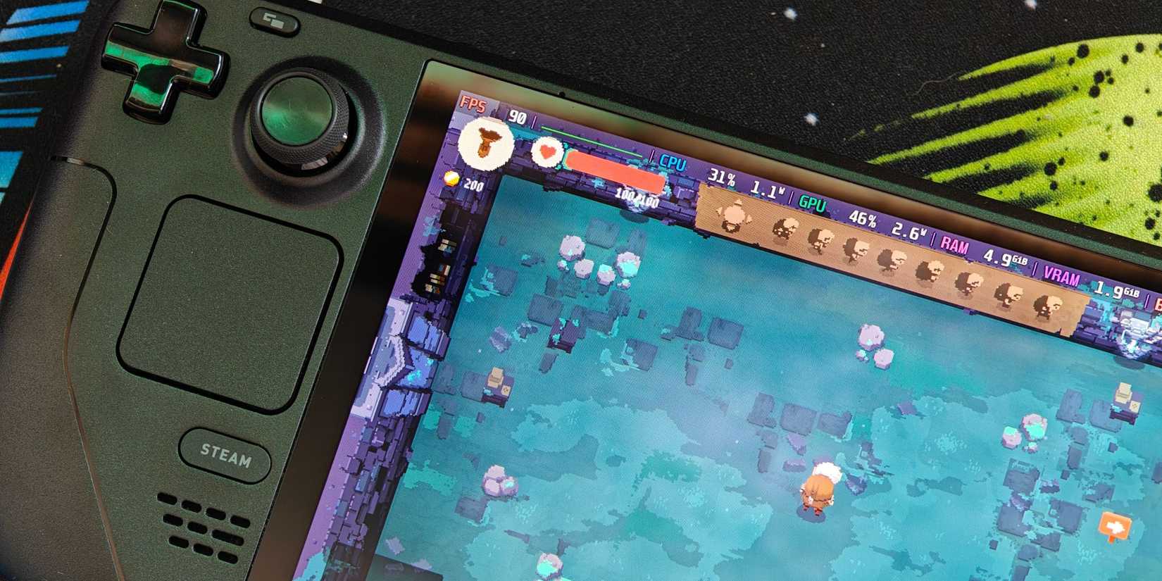 Moonlighter FPS shown on the Steam Deck OLED
