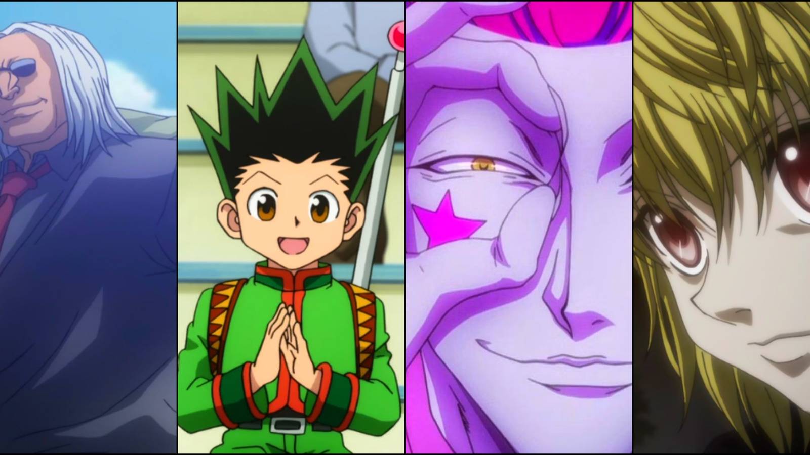Morel, Gon, Hisoka. and Kurapika in Hunter x Hunter