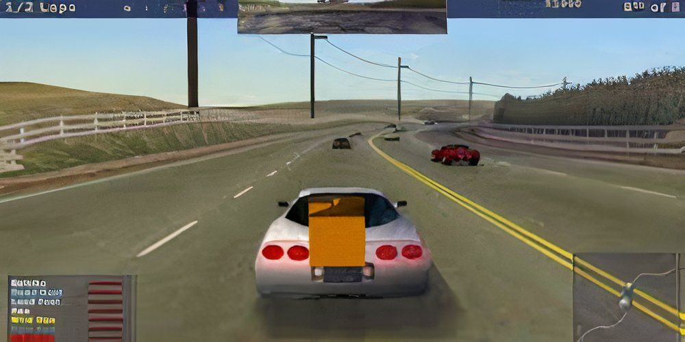 A silver car racing in Need For Speed 3: Hot Pursuit