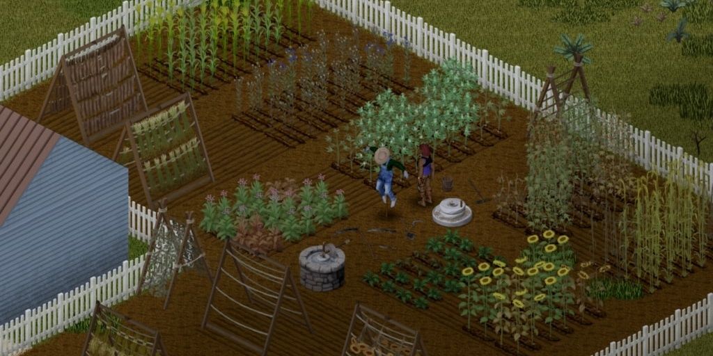 crops drying rack scarecrow and player