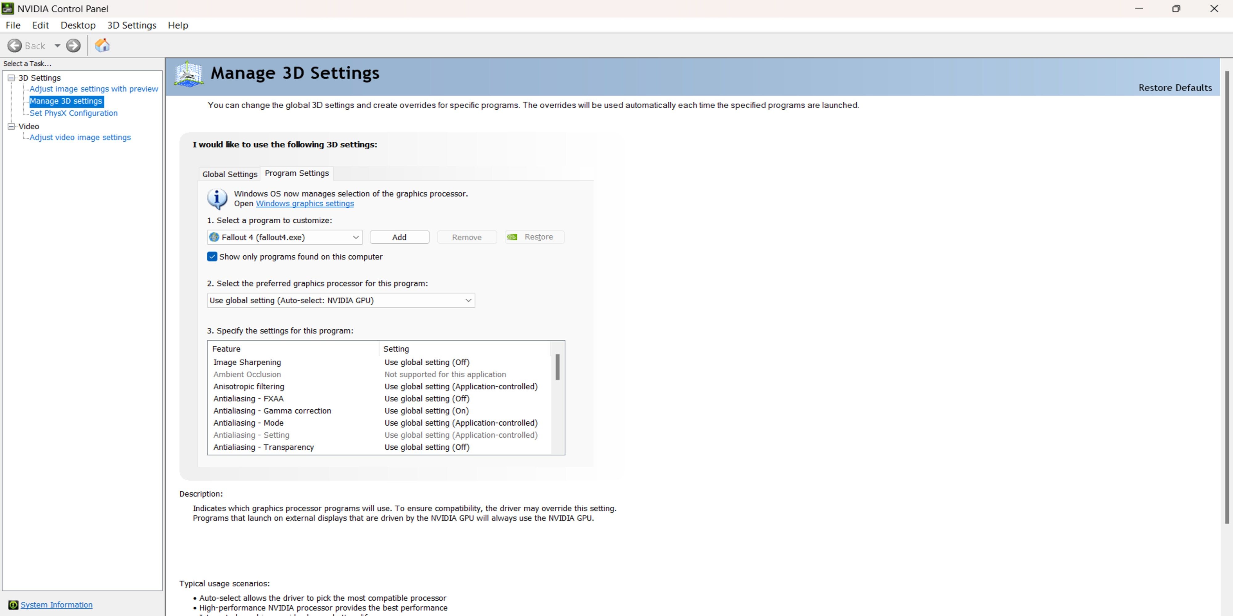 NVIDIA Control Panel