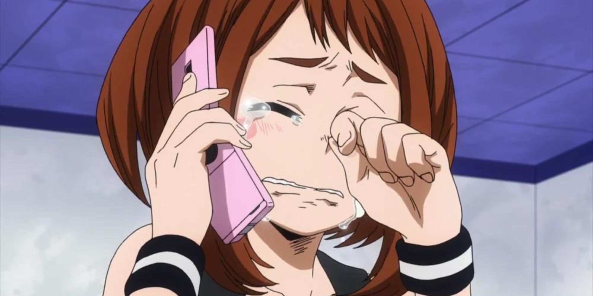 Ochaco cries after her father tells her she's proud.