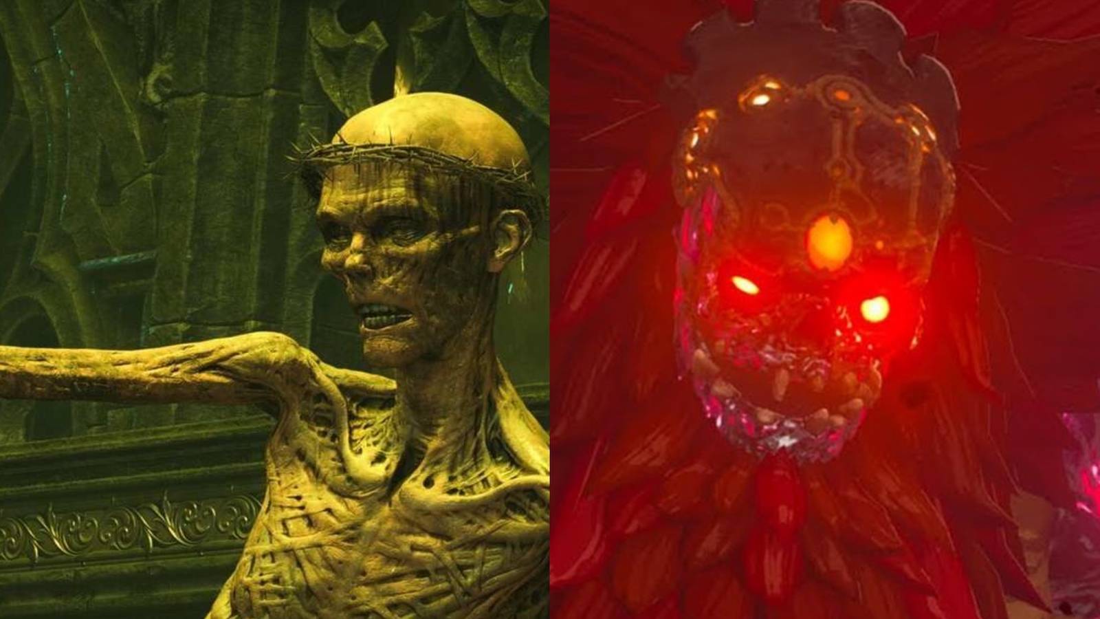 Old Monk on the left, Calamity Ganon on the right
