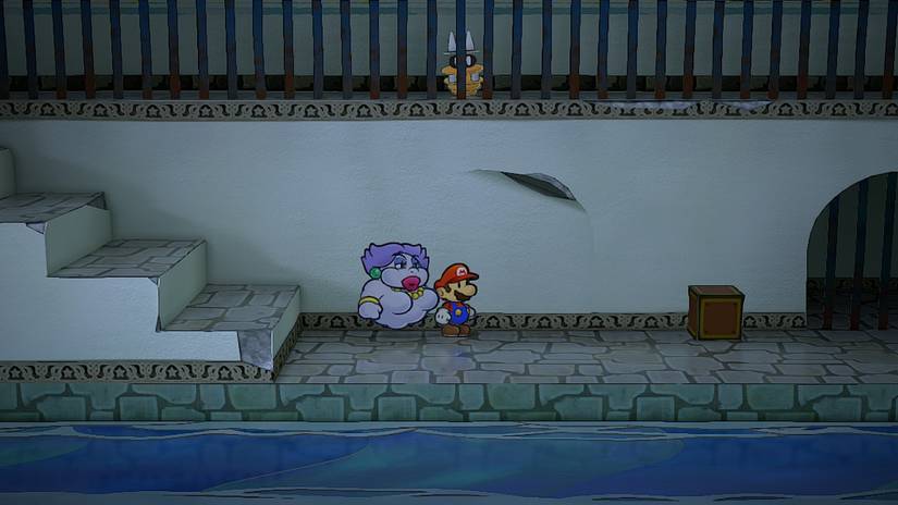Image of the loose wallpaper leading to the Pit of 100 Trials in Paper Mario The Thousand Year Door