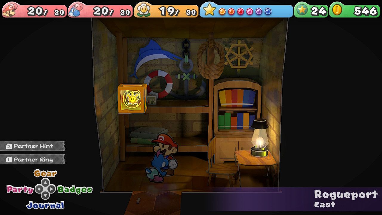 Image of the shine sprite found in admiral bobbery's back room in Paper Mario TTYD