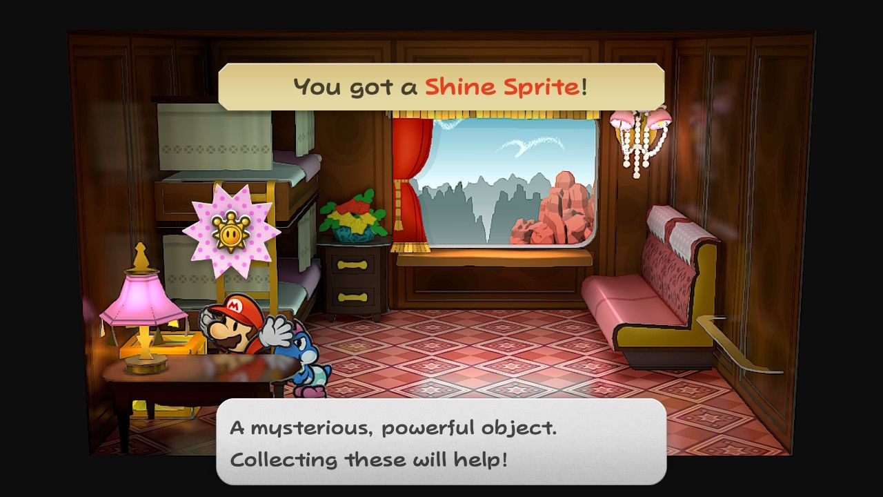 Image of the shine sprite in cabin 005 in Paper Mario TTYD