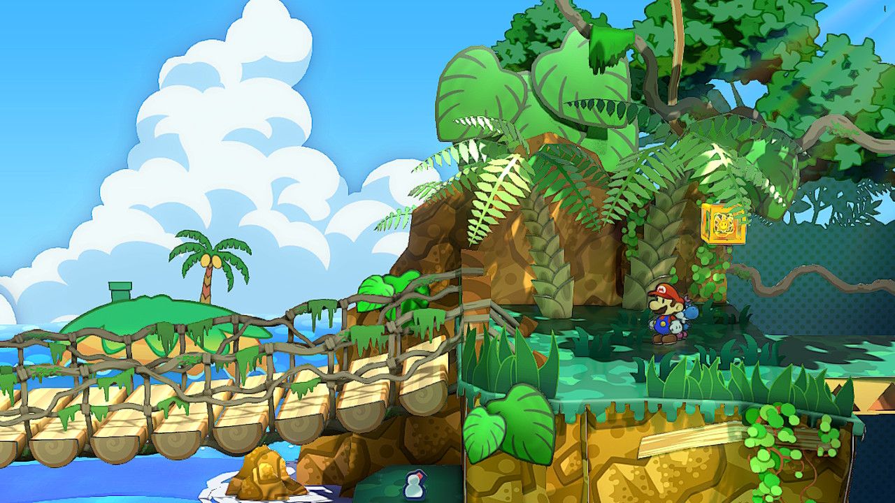 Image of the shine sprite by the wooden bridge in Paper Mario TTYD