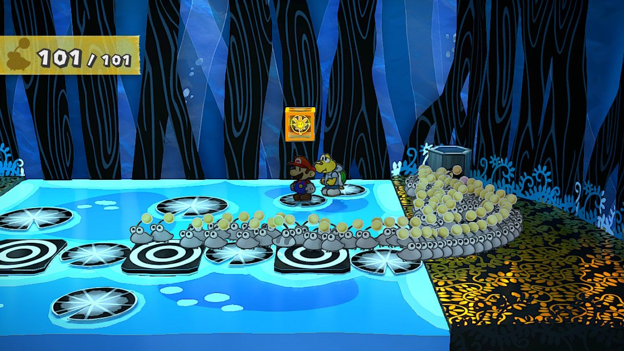 Image of the lily pad room with the shine sprite in Paper Mario TTYD