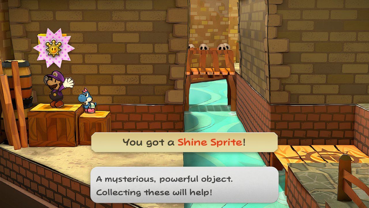 Image of the shine sprite near Bobbery's house in Paper Mario TTYD