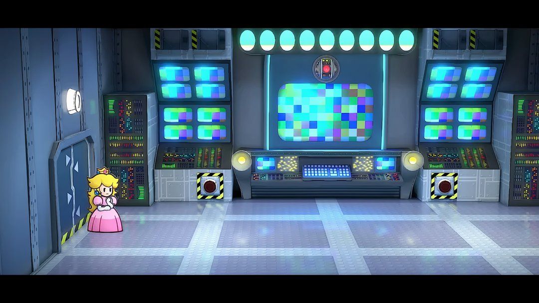 Image of Peach and the computer TEC in Paper Mario TTYD