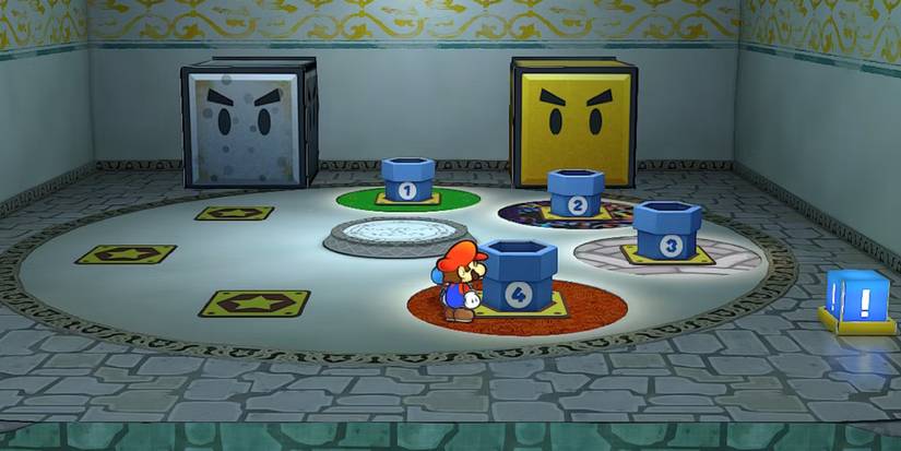Image of Mario in front of Pipe 4 in the Pipe Room in Paper Mario TTYD