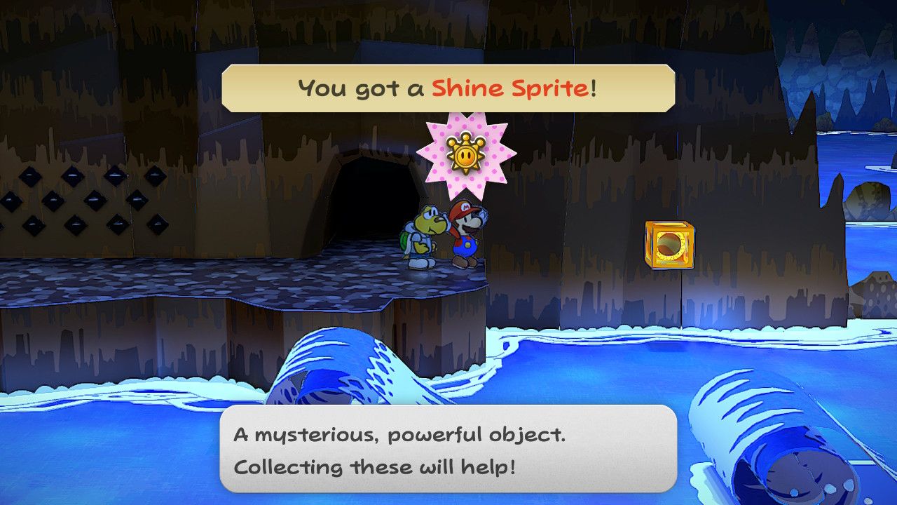 Image of the shine sprite found in the wave room in Paper Mario TTYD